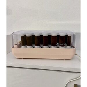 REMINGTON KF-20-1 Hot Rollers Hair Curlers Clips Vtg Velvet Brown Pink 7 Clips